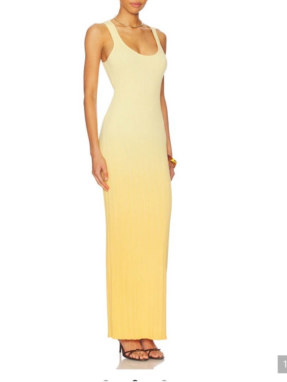 Sleeveless Ribbed Maxi Dress in Pale Yellow
